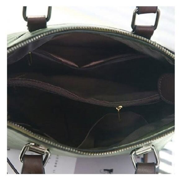 Red Wine plaid fur ball pendant large capacity handbag - Picture 5 of 5